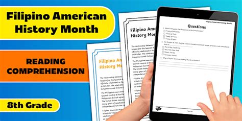 Eighth Grade Filipino American History Month Reading Passage Comprehension
