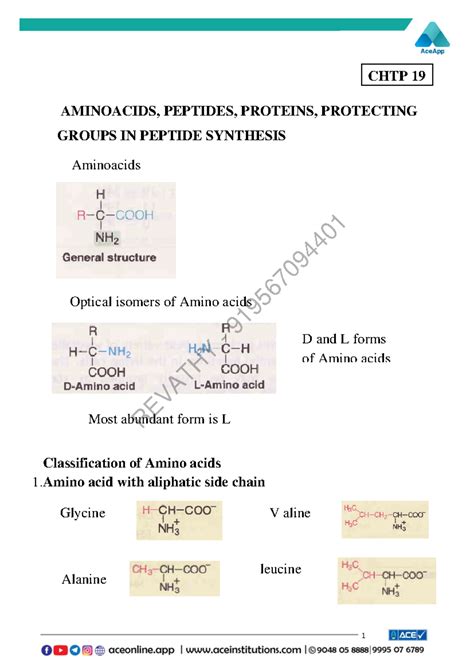 Peptide Synthesis - CHTP 19 Lecture Notes on Amino Acids and Properties ...