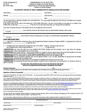 Fillable Online kyequaljustice Voluntary Waiver of SNAP Administrative ...