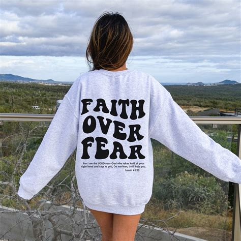 Christian Sweatshirt | Faith Over Fear Sweater | Religious Crewneck ...