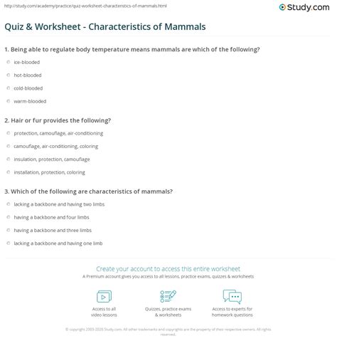 Mammal Characteristics