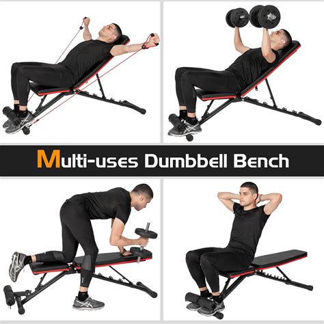 Buy GYMAX Adjustable Weight Bench, Folding Full Body Workout Multi ...