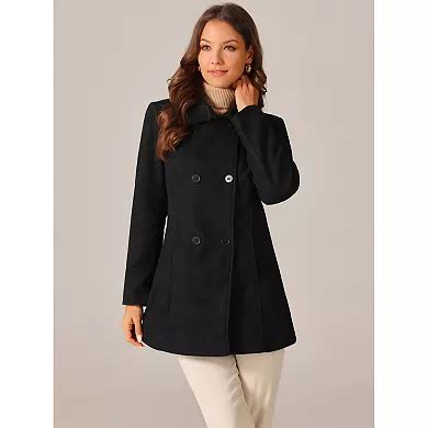 Women's Long Sleeves Peacoat Double Breasted Button Outerwear Winter Coat