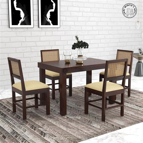 SHRI MINTU'S ART Wooden 4 Seater Dining Table Set | Four Seater Dinning ...