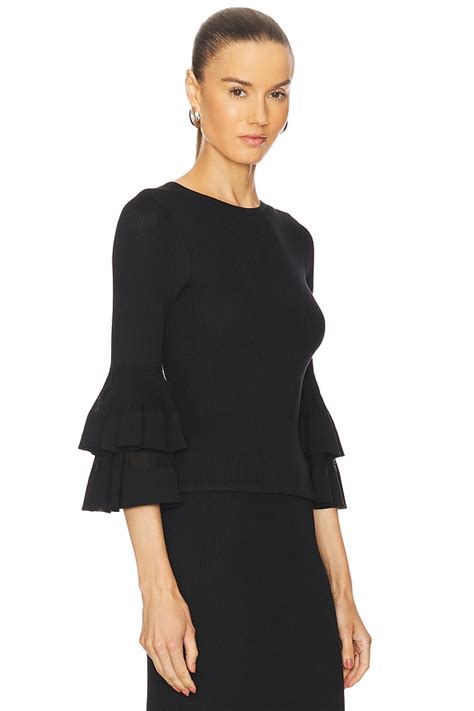Zimmermann Story 1 Tiered Ruffle Top in Black | REVOLVE