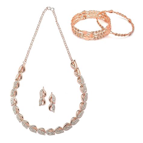 Buy KENNICE Rose Gold-Plated American Diamond studded Leaf Shaped ...