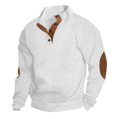 Men's Classic Cable Knit Sweater with Suede Elbow Patches, Warm ...
