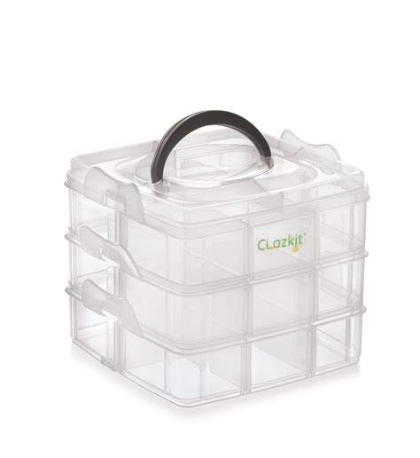 Clazkit Jewellery Organisers Plastic 3 layer 18 Grid Square Portable ...