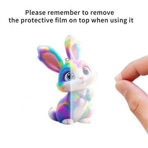 1 Cute Cartoon Bunny Painted Home Decor Atmosphere Hanging Pendant For ...