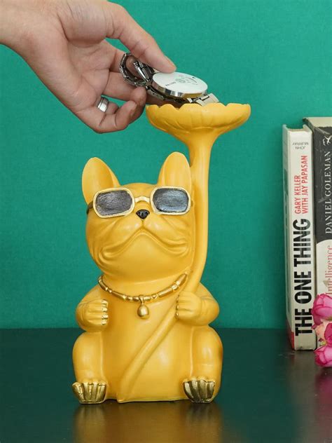 Buy | Yellow Textured Bull Dog Decorative | Tied Ribbons