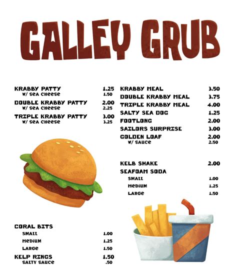 Spongebob Krusty Krab Menu