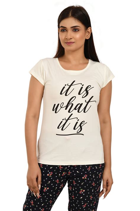 Off White Mercerised Printed Tees – Deepee Online Store