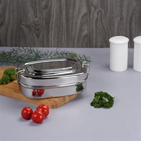 Sumeet Stainless Steel Rectangle Lunch Box/Tiffin with 2 Compartments ...