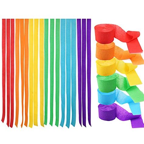 Bining Streamers Paper 200ft Long 1.77in Wide Rainbow Kits Crepe Paper ...