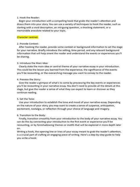 Essay Hooks | PDF | Essays | Narrative