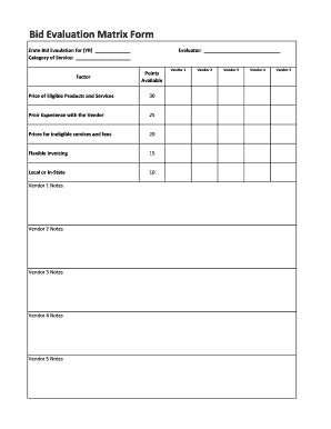 Fillable Online Bid Evaluation Matrix Form Fax Email Print - pdfFiller