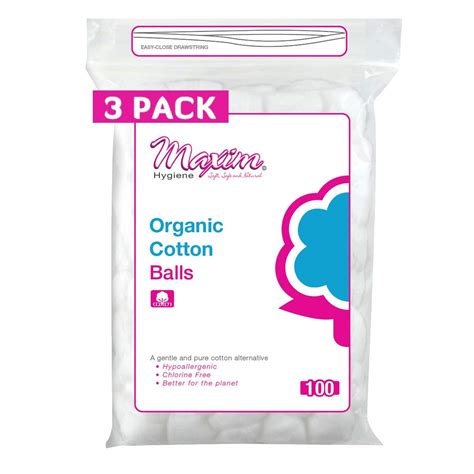 Buy Maxim Organic Cotton Balls, 300ct, No Chlorine/Dioxin/Chemical ...