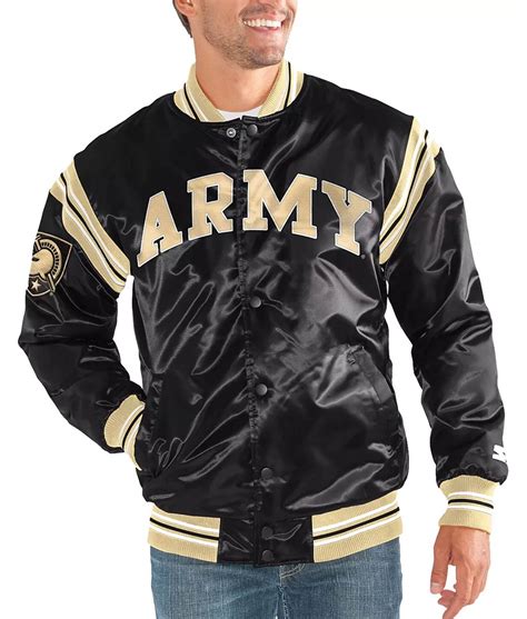 Starter Black Full-Snap Satin Army Black Knights The Enforcer Jacket ...