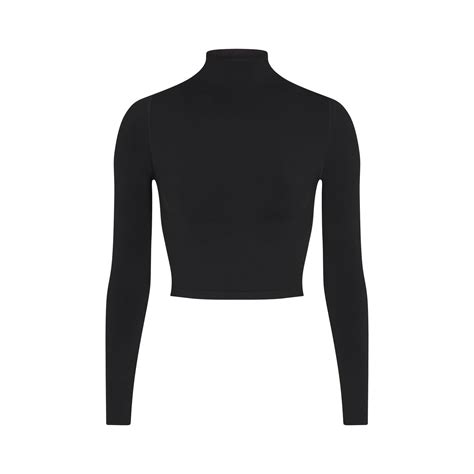 Skims Nikeskims Vintage Seamless Mock Neck Crop Top Obsidian – Kicks ...