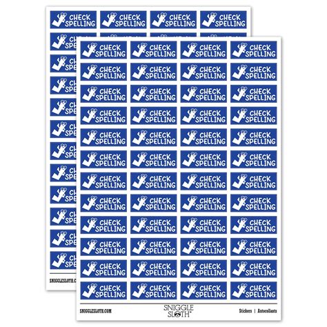 Check Spelling Teacher Student School Sticker Set - Dark Blue - Gloss ...