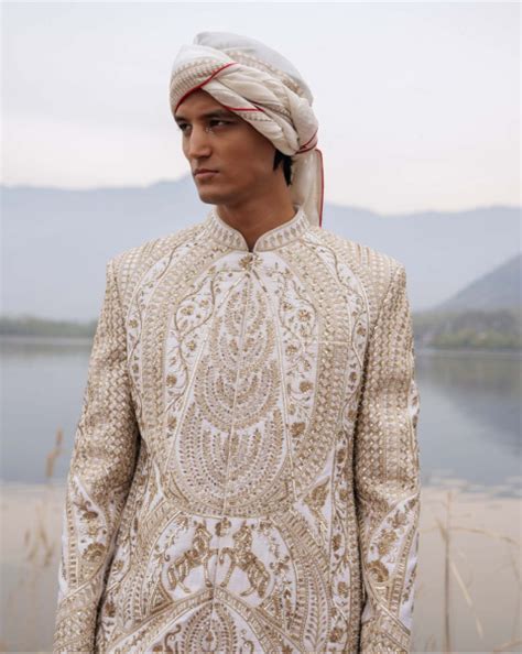 Latest designer sherwani set- Rupert Beige Sherwani Set