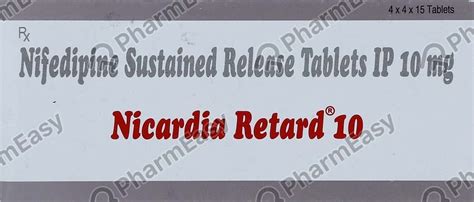 Nicardia Retard 10 MG Tablet (15): Uses, Side Effects, Price & Dosage ...