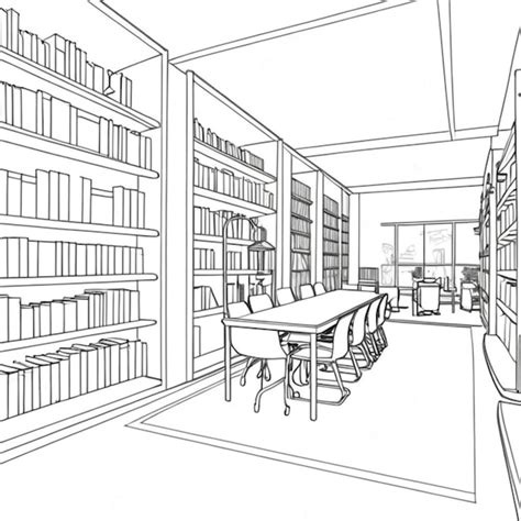 Modern library line art white background | Premium AI-generated image