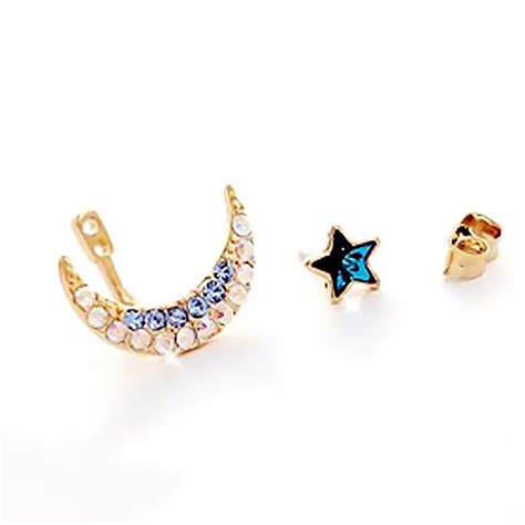 Classic Moon Rhinestone Ear Jacket Stud Earrings – Neshe Fashion Jewelry