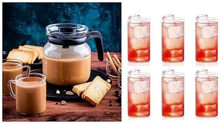 Buy Borosil Classic Glass Tea Set, Flame Proof & Microwave Proof, Clear ...