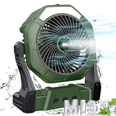 Buy Camping Fan with Misting, 8-Inch 10000mAh Battery Operated Fan for ...
