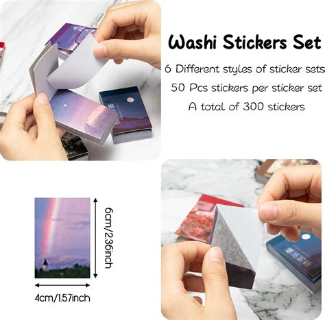 Buy GROBRO7 300Pcs Washi Stickers Set 6 Themed Vintage Journal Stickers ...