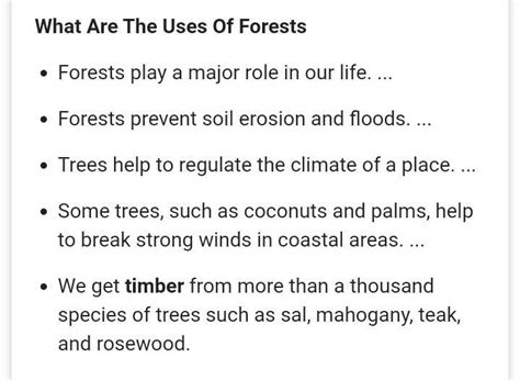what are the uses of the forest - Brainly.in