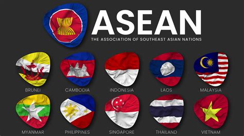 das Verband von Süd-Ost asiatisch Nationen, asean alle Mitglied Flaggen ...
