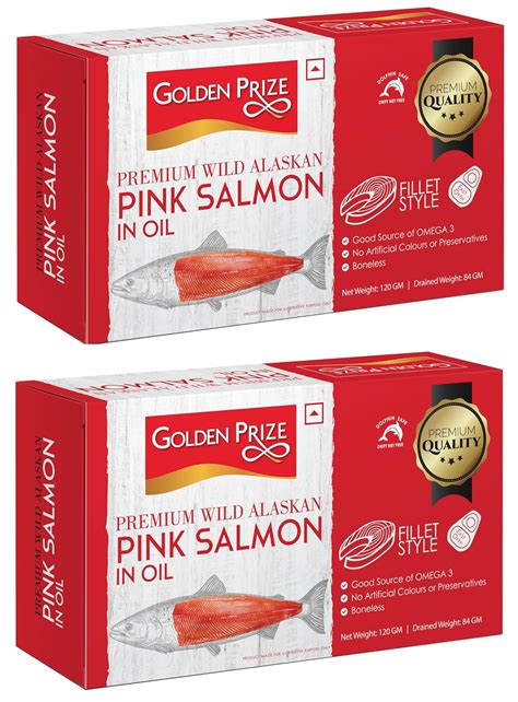 Golden Prize Wild Alaskan Pink Salmon Fillet in Oil, 115g(Pack of 2 ...
