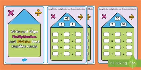 👉 Wipe Clean Fact Families Cards | Multiplication & Division