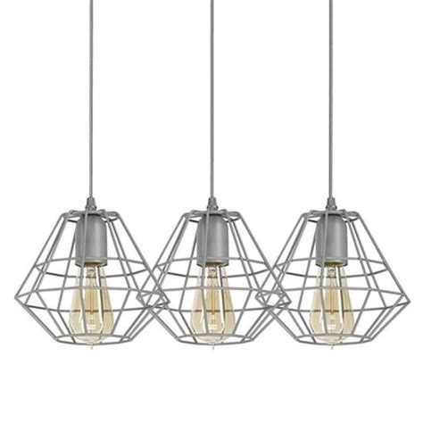 Potrójna loftowa lampa wisząca Diamond 2003 TK Lighting metalowa szara ...