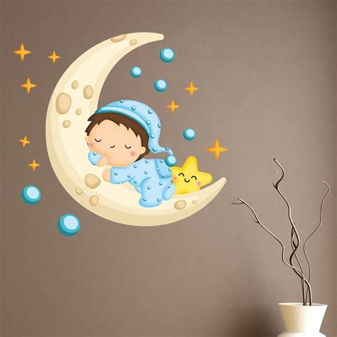 Delight Art Sleeping Baby and Moon Wall Sticker Size - (61 * 55) cm ...