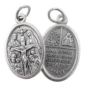 Silver Tone Catholic 4-Way Scapular Medal with Cross and Dove, 3/4 Inch ...