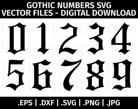 number fonts gothic