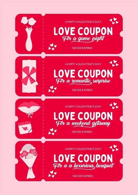 55+ Free Printable Valentine Coupon Ideas For Couples! • Sandjest Gifts