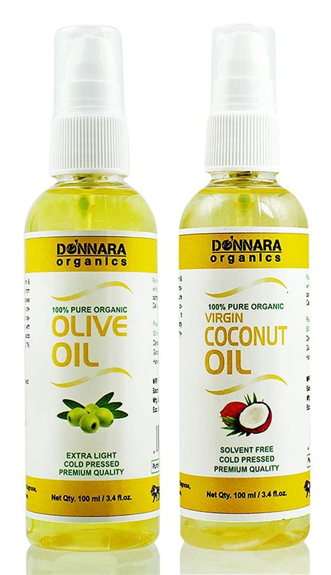 Donnara Organics 100% Pure Olive oil and Coconut oil For Hair, Skin ...