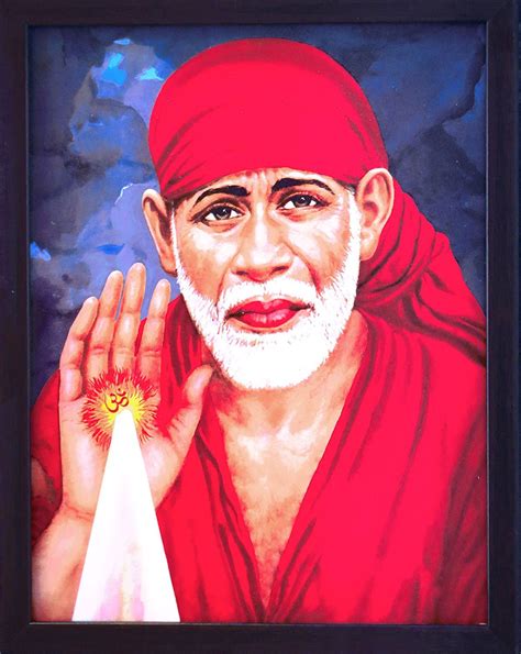 Handicraft Store Sai Baba Looking with White Beard and Om Symbol ...