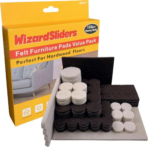 WIZARD SLIDERS Felt Furniture Pads 133-Piece Set, Self Adhesive Heavy ...