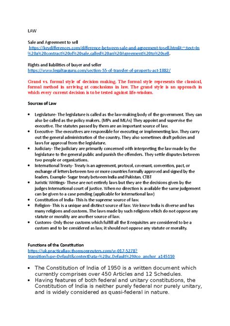 Basics of Law, Right to Education - LAW Sale and Agreement to sell ...