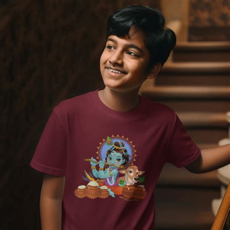 Janmashtami Collection: Kid's Round Neck T-Shirt with Baby Shri Krishn ...