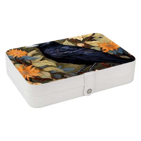 Crow PU Leather Jewelry Box with Removable Compartment and Necklace ...