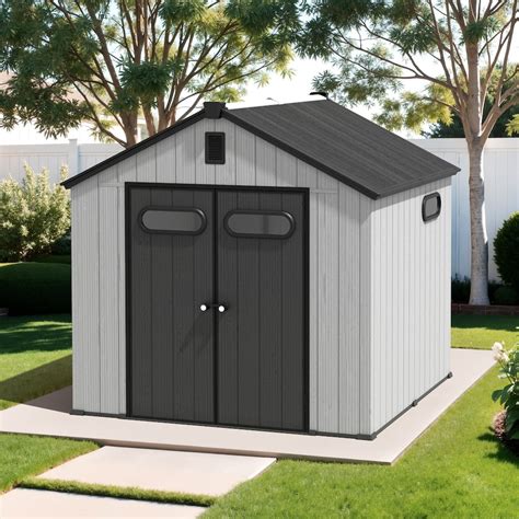 Domi Outdoor Resin Storage Shed, Waterproof Plastic Garden Shed with ...
