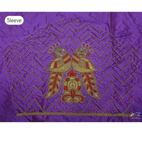 Royal Purple Parrot Sleeve Embroidery Design for Unstitched Blouse ...