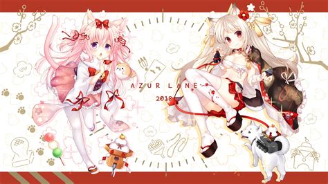 2girls aliasing animal animal ears anthropomorphism azur lane bandage ...