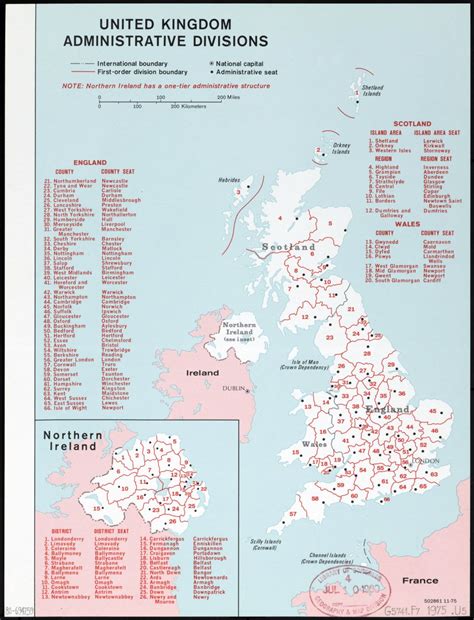 Large scale administrative divisions map of United Kingdom - 1975 | United Kingdom | Europe ... - map of europe in 1975